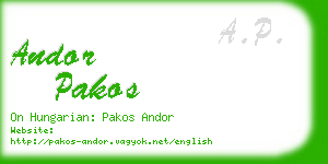 andor pakos business card